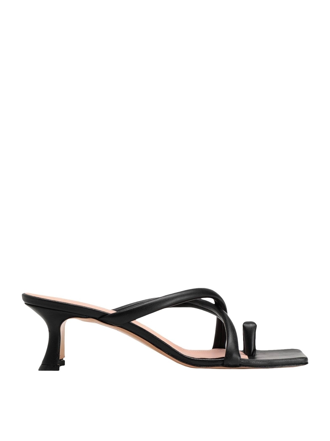 8 By Yoox Italy Black Strappy Toe-Ring Kitten Heel Sandal - Women 38 8